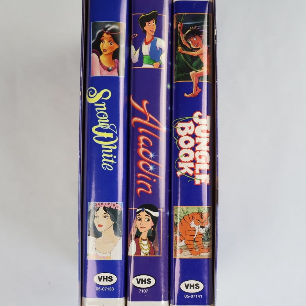 GoodTimes Animated Classics VHS‎ Set Aladdin Snow White Jungle Book 3-Tape